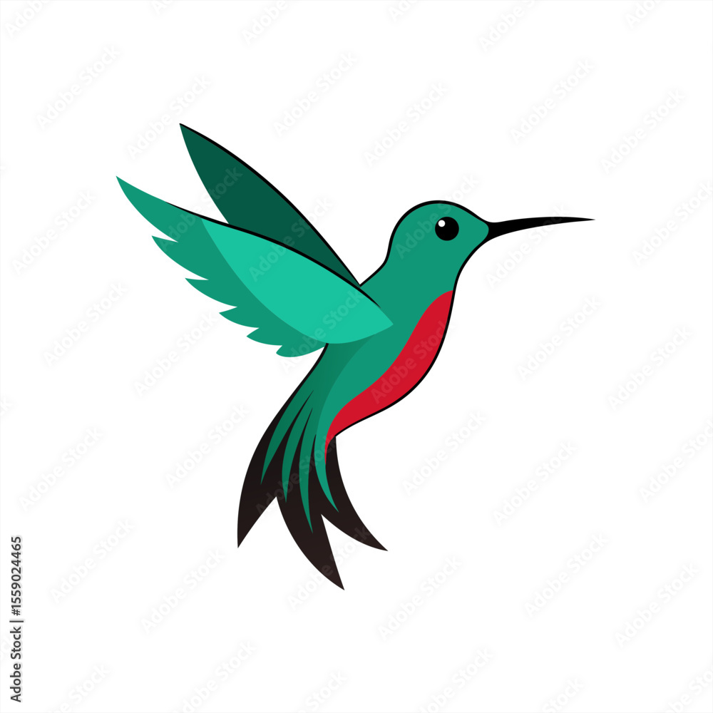 Aufkleber flying hummingbird drawing vector on transparent background for web and graphic design