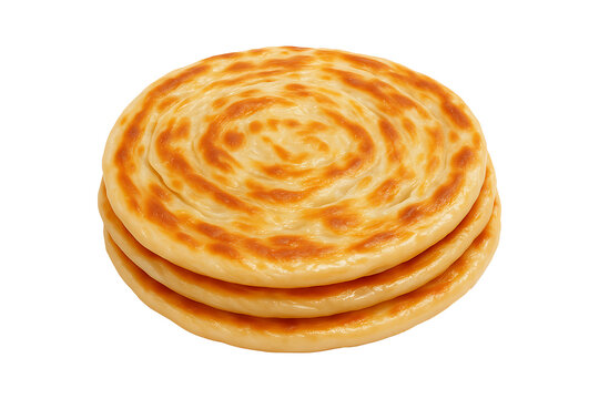 Stack of Golden Roti Prata Flatbreads Isolated on a Transparent Background