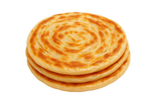 Stack of Golden Roti Prata Flatbreads Isolated on a Transparent Background