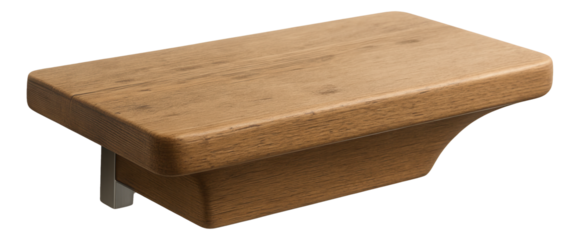 A minimalist wall-mounted altar made of reclaimed wood, ideal for holding meditation-related items in a home studio.