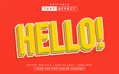 Hello 3D editable text effect in colorful style