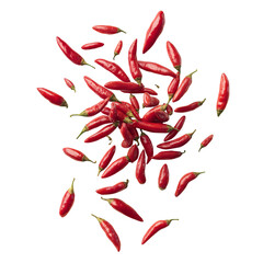 Red Chili Peppers: A vibrant cluster of red chili peppers arranged in a dynamic composition, showcasing their rich color and natural form