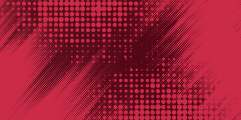 Abstract dark red background with dynamic halftone diagonal lines effect. This modern vector design features a mix of dark red and bright red gradients that create an energetic and futuristic look.