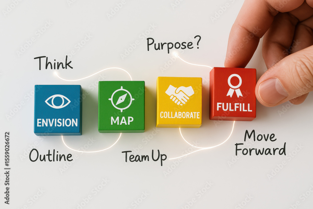 Poster strategic planning involves envisioning goals mapping action steps fostering collaboration and fulfi