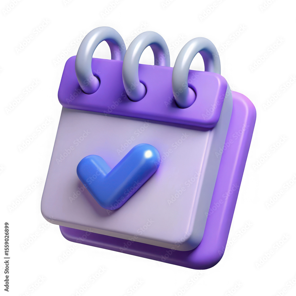 Aufkleber 3d rendered calendar with check mark symbolizing approved plan isolated on transparent background