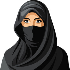 A collection of stylized illustrations showcasing women wearing hijabs in settings and activities, highlighting diversity and everyday life.