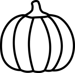Simple shape fall thanksgiving pumpkin outline isolated.
Autumn harvest pumpkin black thick line icon.
Transparent background. svg.