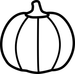 Simple shape fall thanksgiving pumpkin outline isolated.
Autumn harvest pumpkin black thick line icon.
Transparent background. svg.