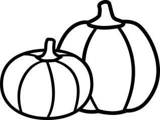 Simple shape fall thanksgiving pumpkin outline isolated.
Autumn harvest pumpkin black thick line icon.
Transparent background. svg.