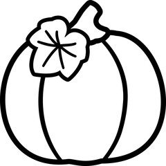 Simple shape fall thanksgiving pumpkin outline isolated.
Autumn harvest pumpkin black thick line icon.
Transparent background. svg.