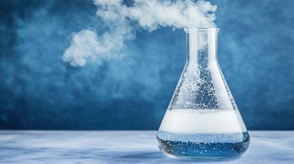 Chemical Reaction in Erlenmeyer Flask with Rising Steam