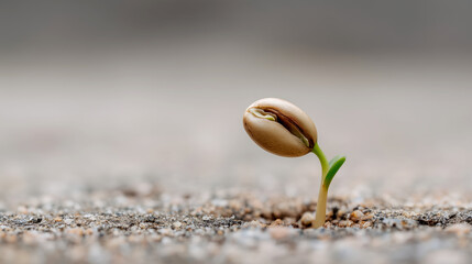 Seedling growth action on urban pavement nature macro