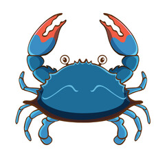 Cheerful Blue Crab Illustration: A captivating illustration of a vibrant blue crab with prominent claws, embodying the charm of marine life.
