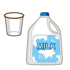 Fresh Milk: A cartoon-style illustration of a gallon jug and empty glass, inviting you to refresh yourself. 