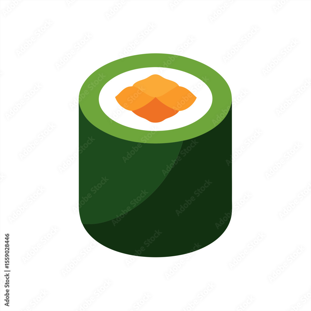 Poster seaweed wrapped sushi roll vector art on transparent background for web and graphic design