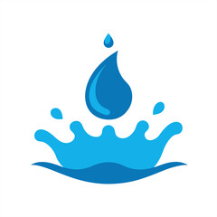 Rising water splash with falling drop vector on transparent background for web and graphic design