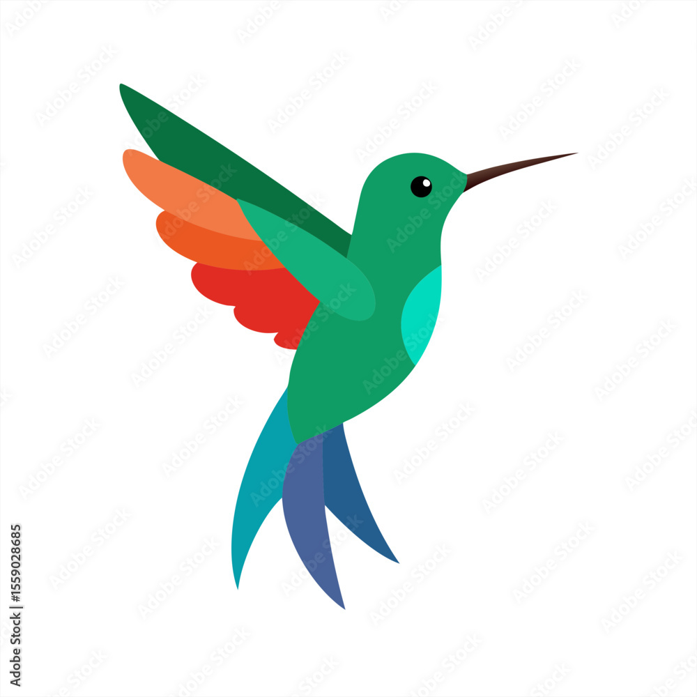 Poster small bird hummingbird vector graphic on transparent background for web and graphic design