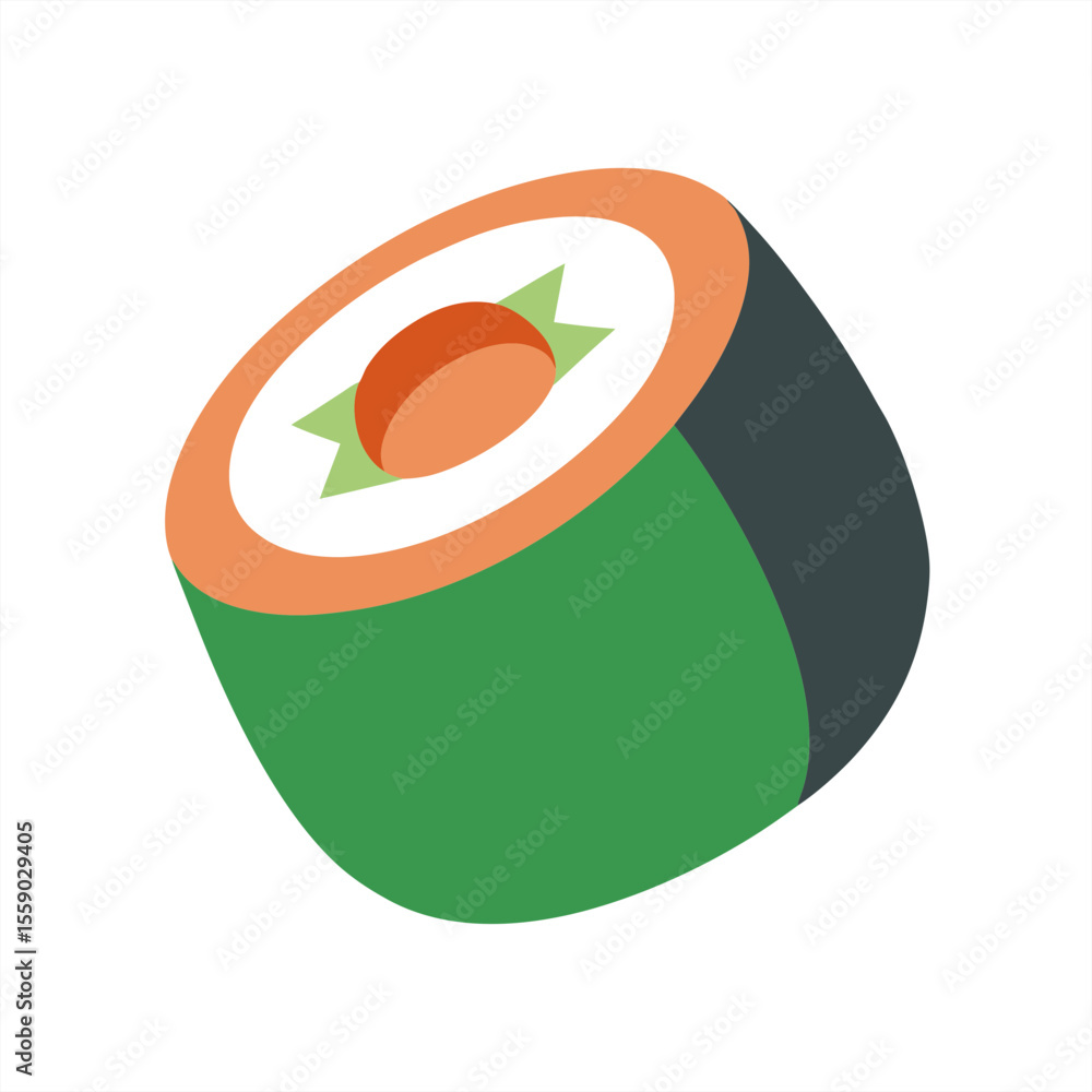 Poster sushi roll vector illustration on transparent background for web and graphic design
