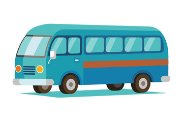 Retro Blue Minibus Illustration with a Vintage Feel Perfect for Transportation or Travel Themed Designs and Creative Projects