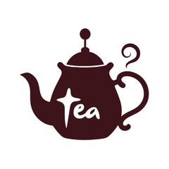 Vector art of steaming teapot and tea typography on transparent background for web and graphic design