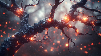 Enigmatic Frozen Tree Branch with Internal Fire