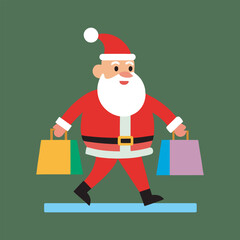 Santa Claus Holding Christmas Shopping Bags
