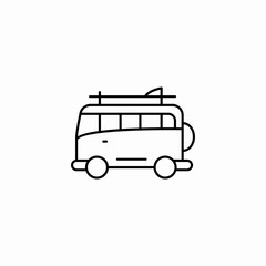 camper van surfboard icon sign vector