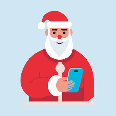 Santa Claus Using Smartphone Holiday Style