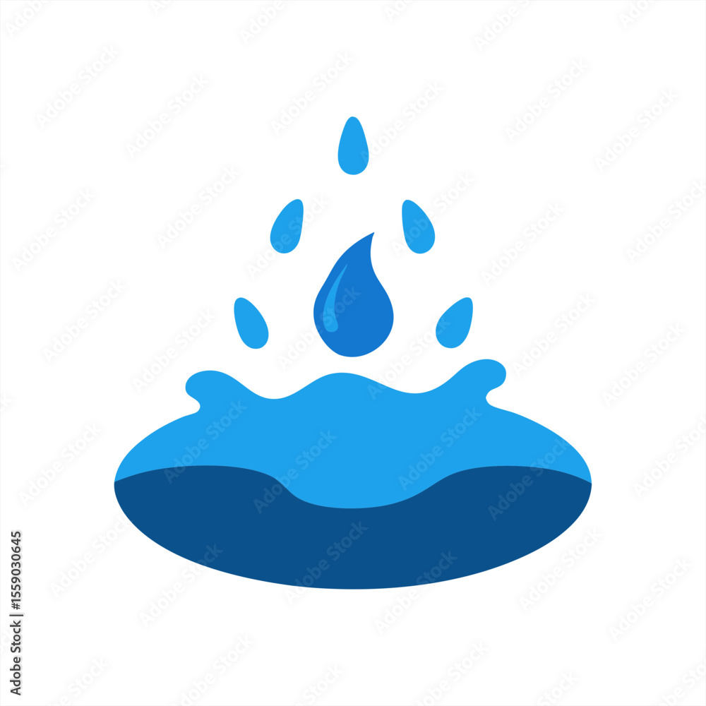 Poster water surface impact with splash and falling drop on transparent background for web and graphic desi