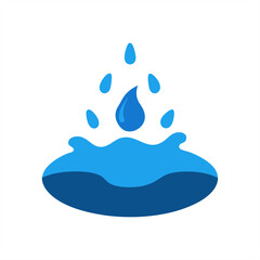Water surface impact with splash and falling drop on transparent background for web and graphic design