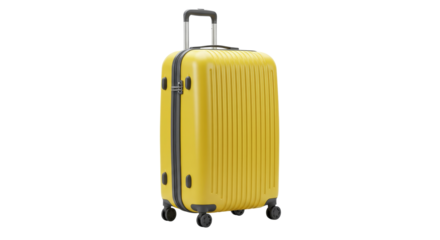 Standing Yellow Suitcase on White Background for Travel