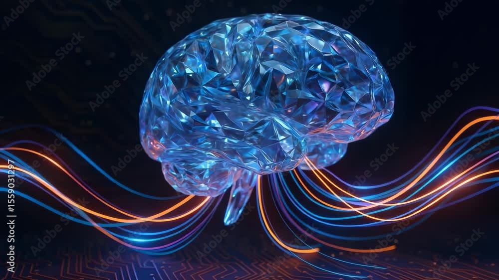 Poster artificial intelligence brain technology concept design animation background video