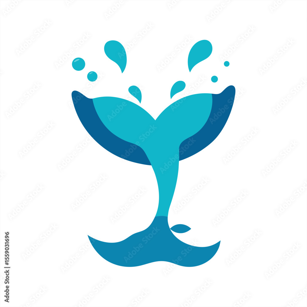 Aufkleber whale tail and ocean water splash vector on transparent background for web and graphic design