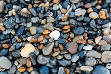 Piles of stones on the beach