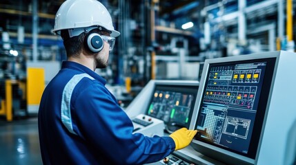 Industrial worker operating machinery