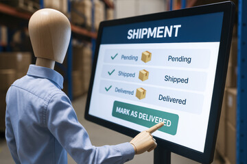 Completion delivery workflow on a digital interface signifies effective shipment tracking and operational efficiency in business logistics