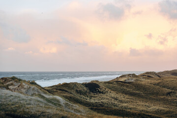 Coastal landscape at sunset