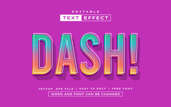 Dash 3D editable text effect style