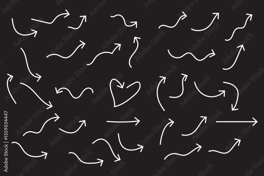 Poster set of curved arrows with dashed lines.