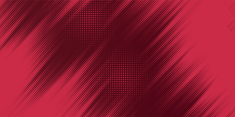 Abstract dark red background with dynamic halftone diagonal lines effect. This modern vector design features a mix of dark red and bright red gradients that create an energetic and futuristic look.