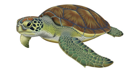 Isolated Green Sea Turtle