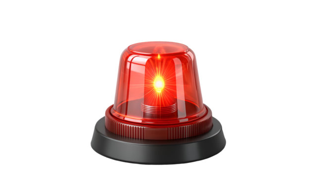 Isolated red emergency light siren flashing warning signal on black background stock photo image vector isolated on transparent background