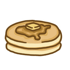 Cute Hand-drawn Pancakes with Syrup and Butter – Doodle Style Illustration