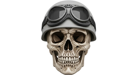 Isolated Skull in Helmet with Goggles
