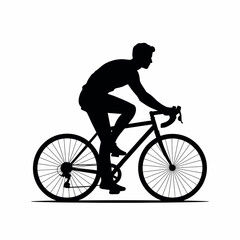Obraz premium Silhouette of a Cyclist Riding a Road Bike Vector Illustration