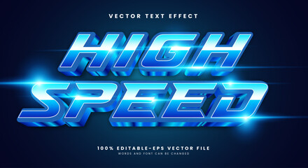 High Speed neon style 3d editable text effect Template Suitable for glowing light theme