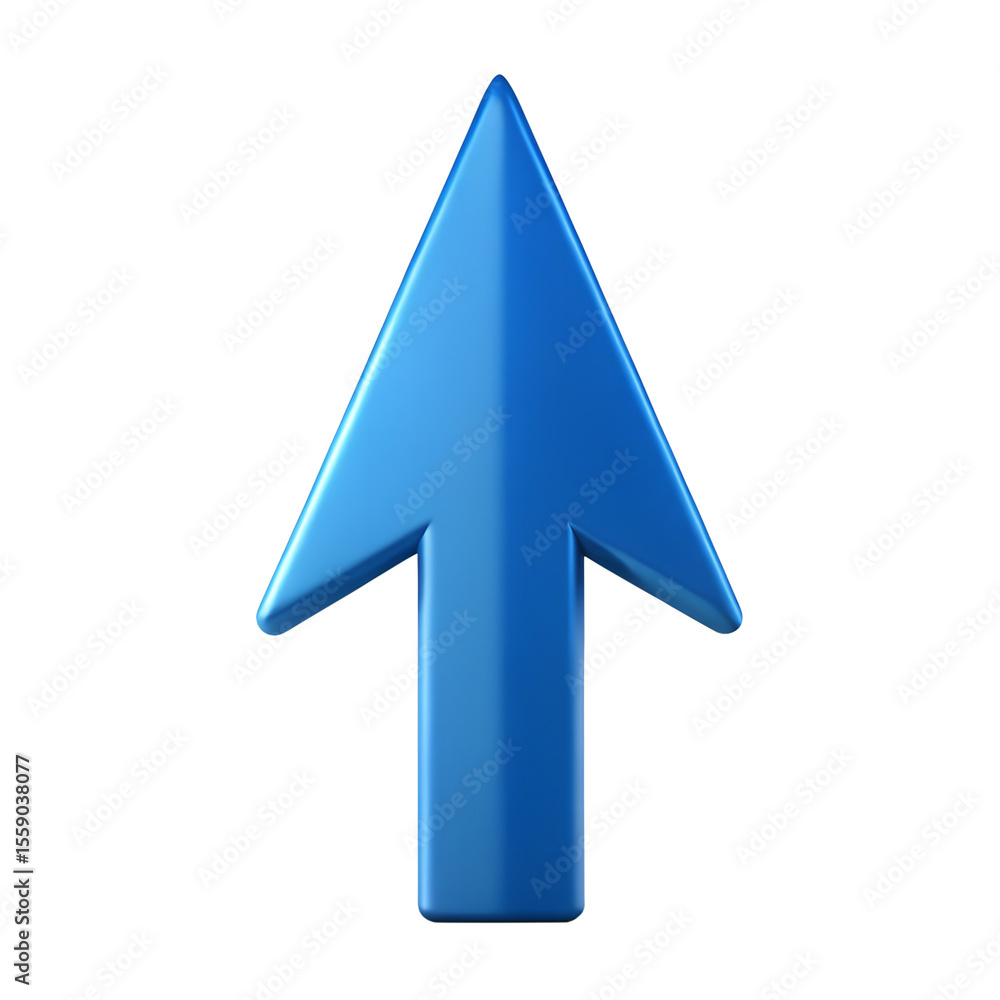 Poster a blue arrow pointing up isolated on transparent background