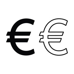 Fototapeta premium Euro Currency Symbol Black and White Icons