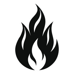 Fiery Flames Abstract Black and White Fire Icon Illustration - Burning, Hot, Inferno, Blaze, Combustion