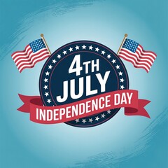Illustration of fourth of july design with flags and independence day message art